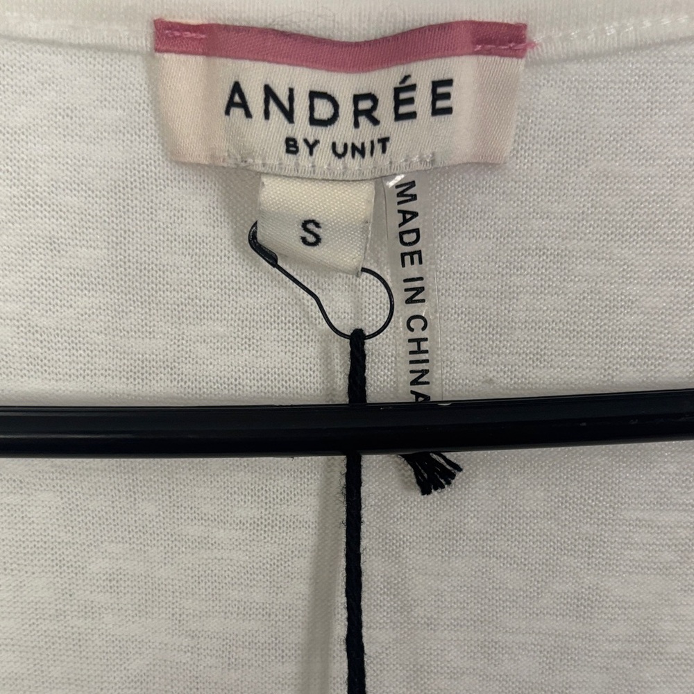 Andree White Scoop Neck Short Sleeve Top with Purple and Teal Floral Panel - Picture 3 of 8